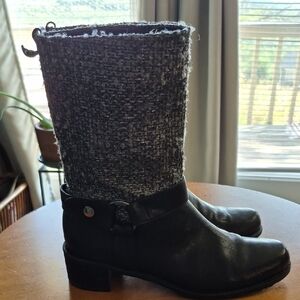 Stuart Weitzman Black and Gray/silver Tweed Boots. GUC Size 7.5